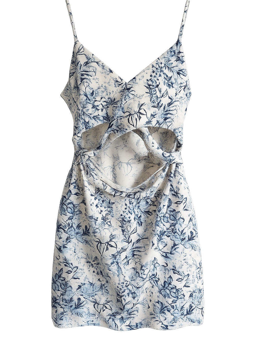 Free People Blue and White Floral Cutout Mini Dress
